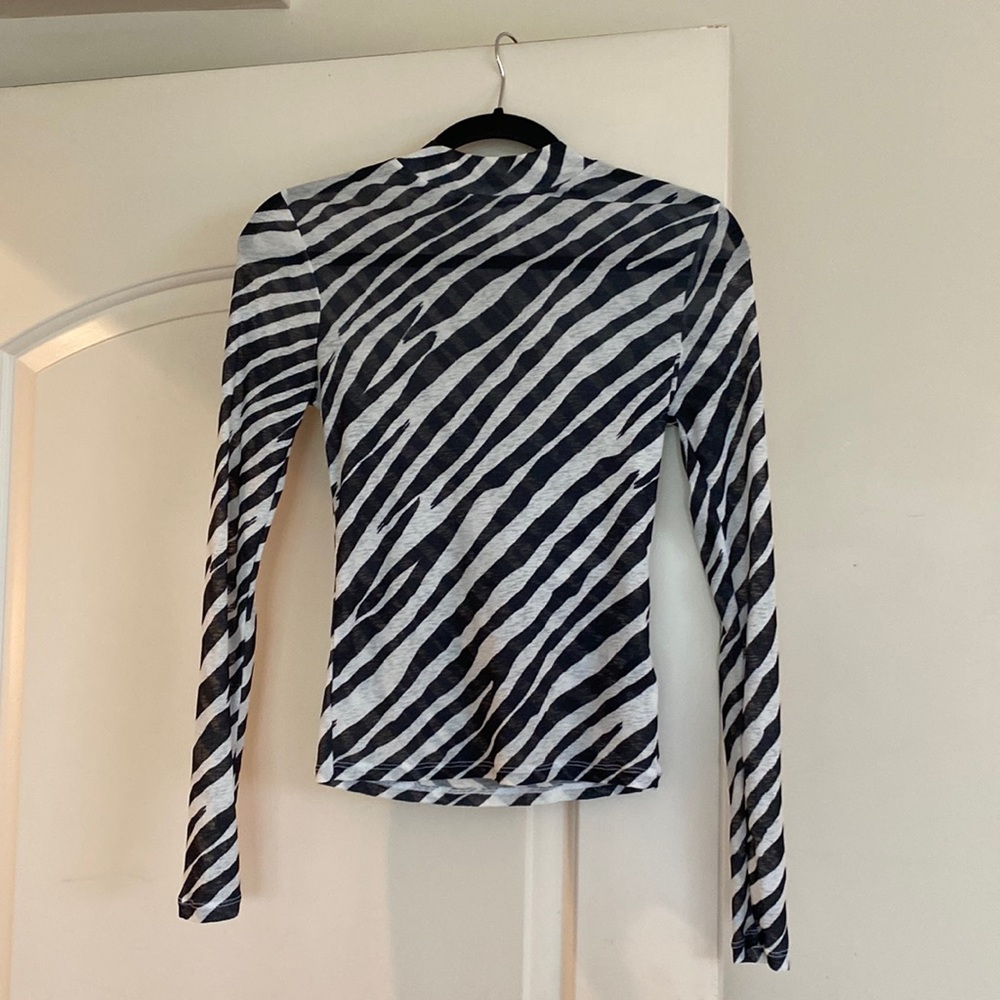 Topshop long sleeve mesh zebra turtle neck